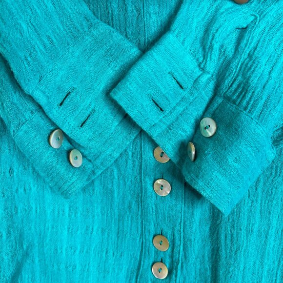 Soft Surroundings Women’s Shirt XS Button Front Relaxed Fit Turquoise Blue Top - Picture 6 of 9